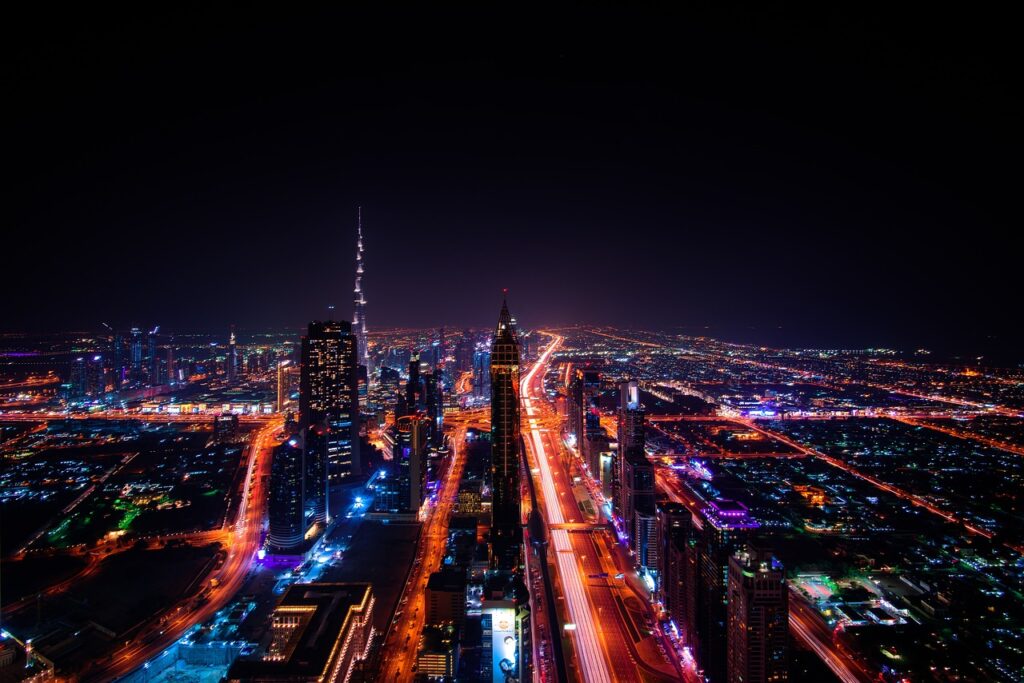 Dubai Skyscrapers at Night - Beautiful Lighting