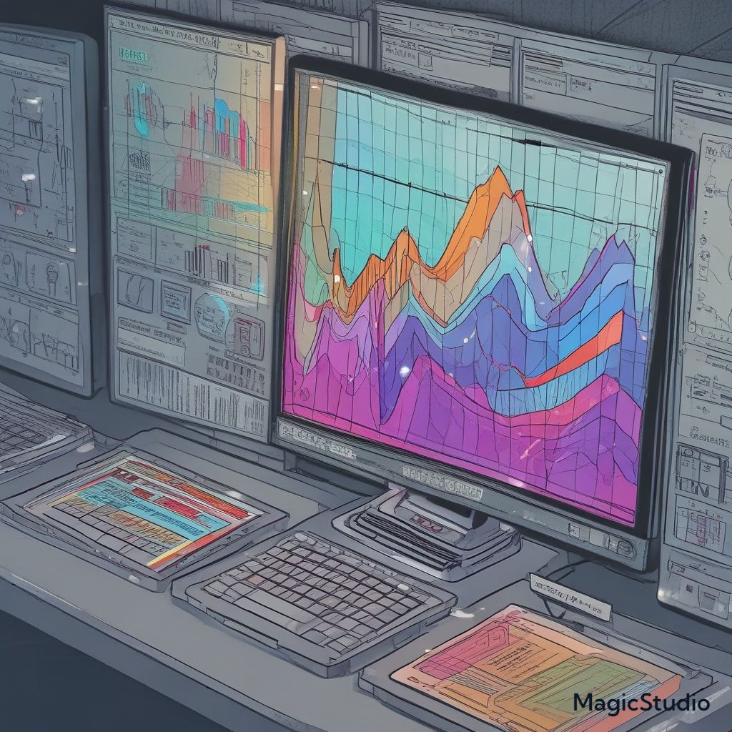 Cloud-based travel software showing real-time data graphs on computer screen