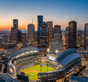 Houston skyscrapers and city attractions - a major tourist pull