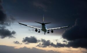 Air Portugal plane flying down - they are offering 50% off second stopover flights.