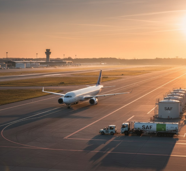 A plane on a runway about to takeoff