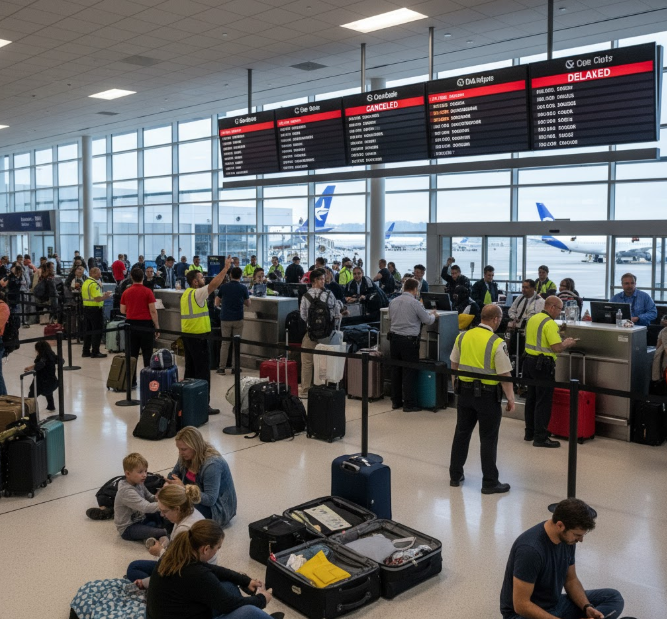 Long lines at airports as passengers stranded - Oct 2025