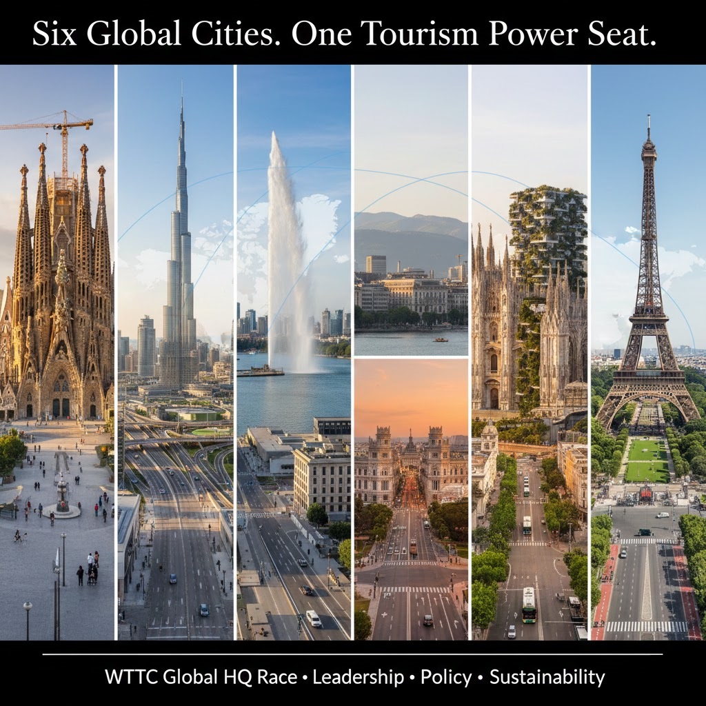 Barcelona, Dubai, Geneva, Milan, Madrid, and Paris vie to host the WTTC global office
