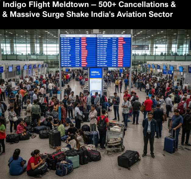 Scenes at Indian airport as IndiGo cancels over 500 flights and causes major disruption to people's plans