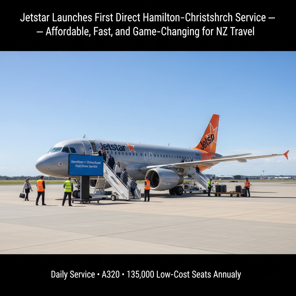 First direct Hamilton–Christchurch flight by Jetstar