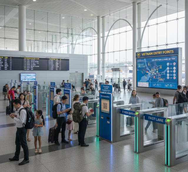 Passengers line up for Vietnam's e-visa system