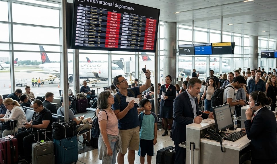 Air Canada flight disruptions leave passengers stranded at major airports across Canada.
