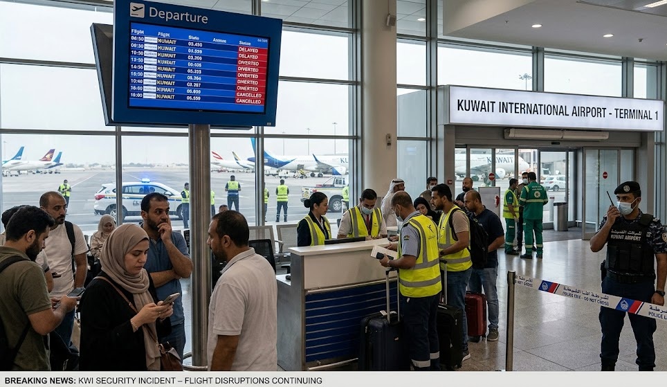A drone strike near Kuwait Airport triggers emergency measures