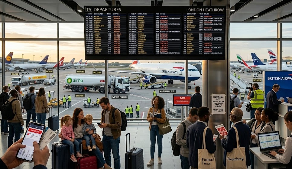 UK airports join global hubs facing energy pressures and growing flight disruptions.