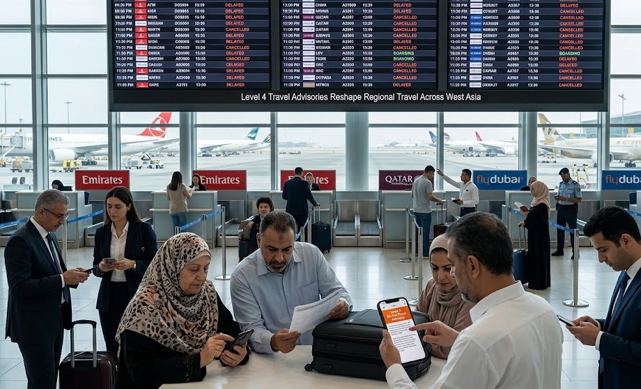 Iran, Iraq, Lebanon, Syria, Yemen, and Palestine remain under strict Level 4 “Do Not Travel” advisories due to ongoing security risks.