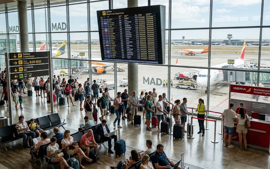Stranded passengers as flight delays and cancellations impact Madrid and other major European routes