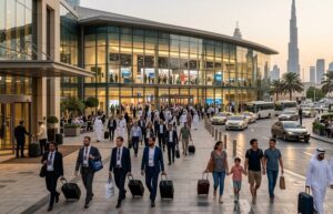 Travelers arriving in Dubai as its major events and expanding global connectivity are attracting more international visitors