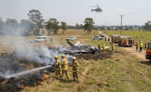 A Beechcraft light aircraft crashes near Logan, Brisbane